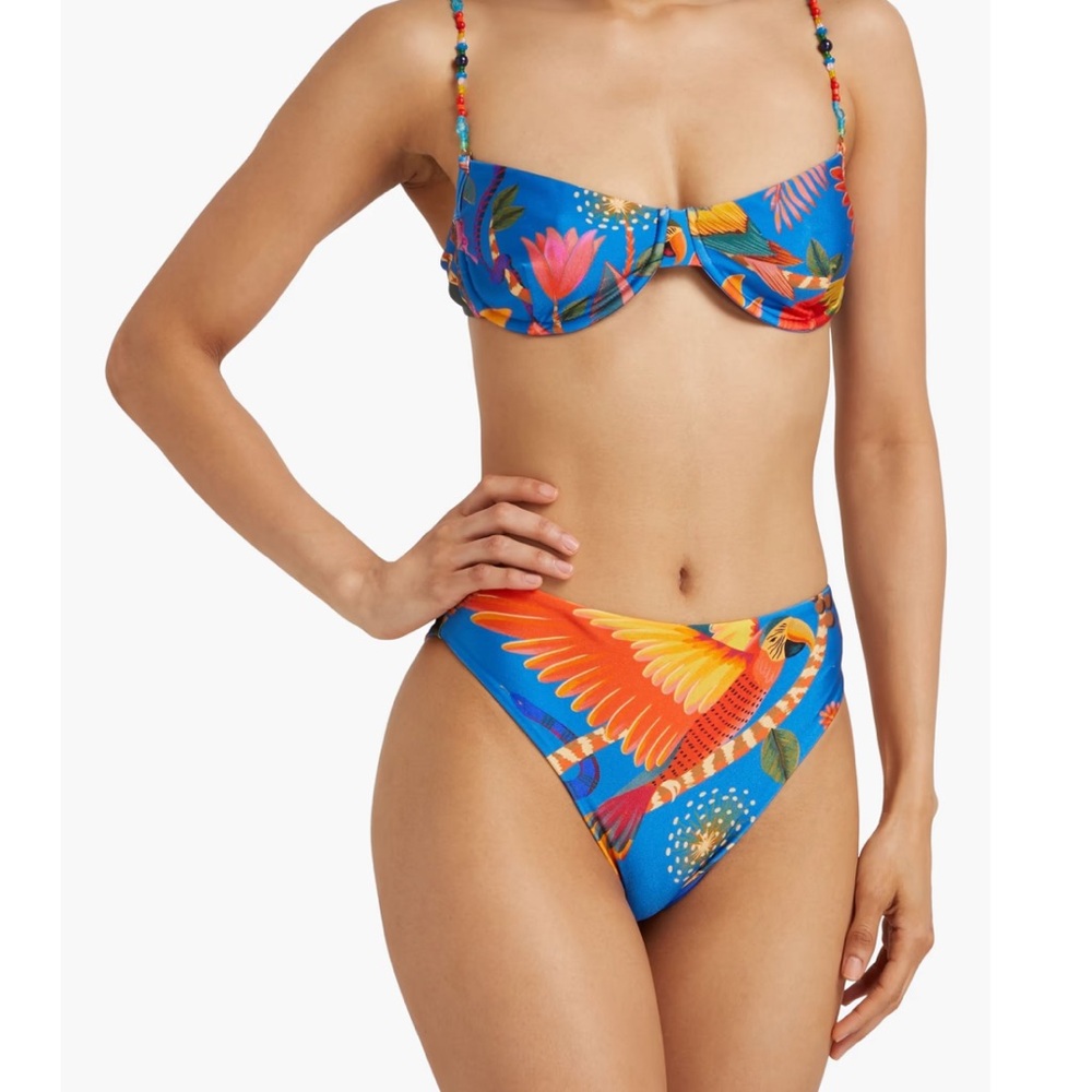 Farm Rio bikini top (m)& bottom (s) Blue Macaw Party Underwire